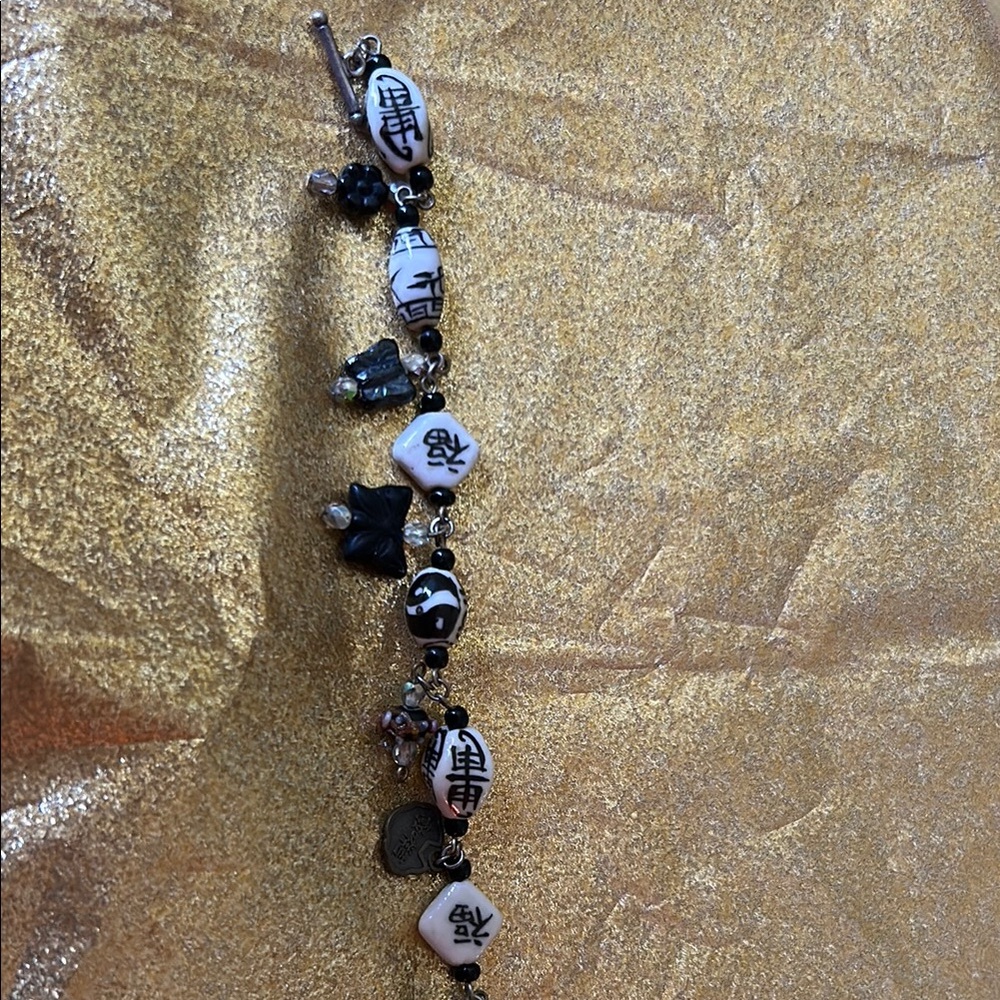 Black and White Chinese Charm Bracelet